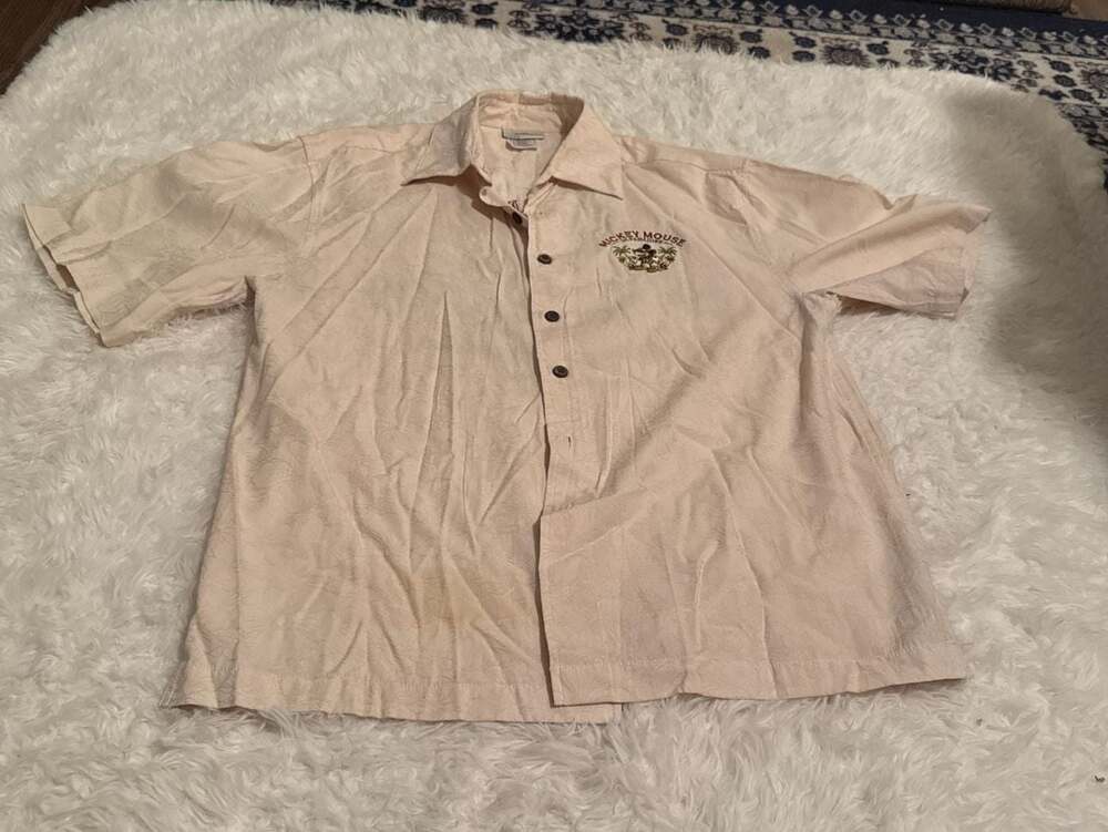Walt Disney World Mickey Mouse In Paradise Embroidered Button Down Aloha‎ Shirt